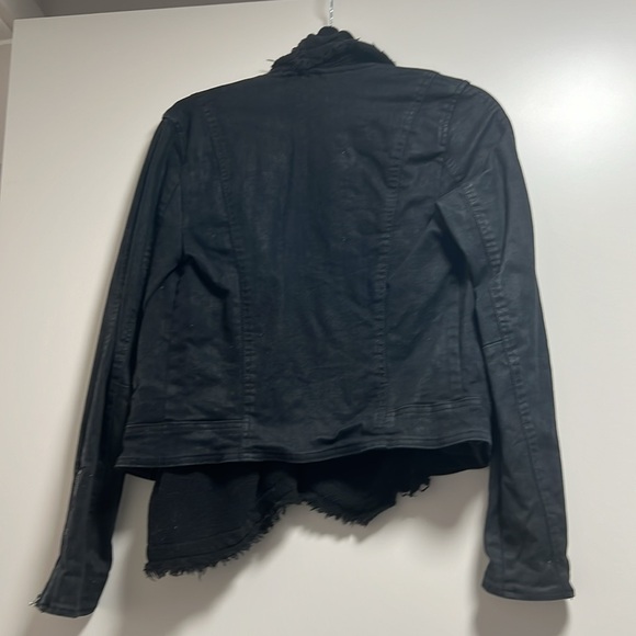 Free People Black Denim Jacket with Built in Scarf Size 4 - Picture 6 of 8